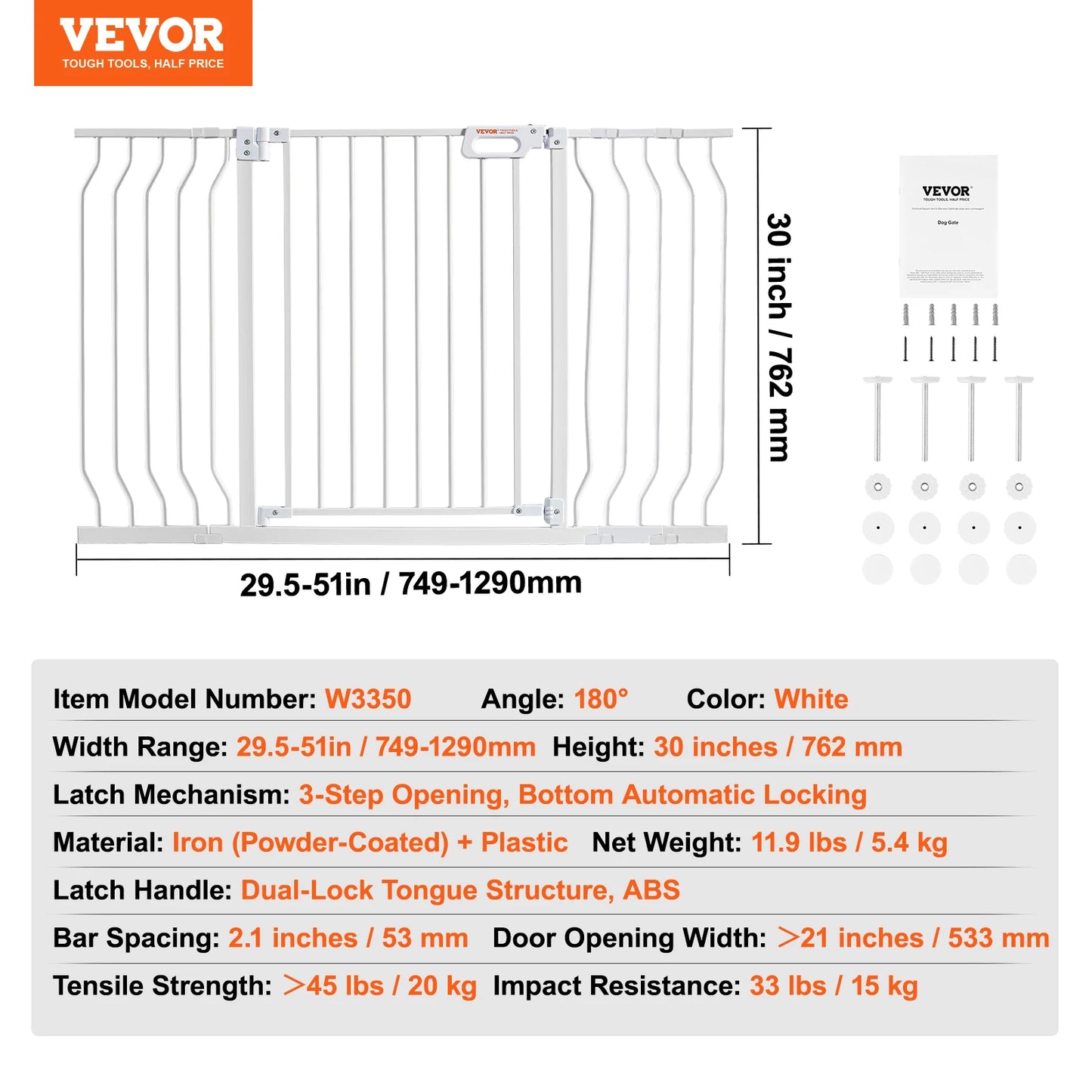 SucceBuy Stainless Steel Baby Gate Pressure Mount With Walk Thru