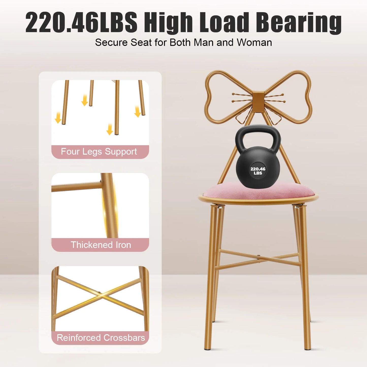 Bymaocar Upholstered Butterfly Backrest Dining Vanity Chair