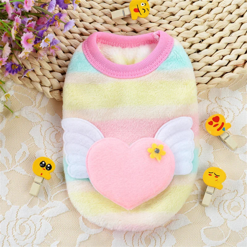 Cute Fleece Dog Sweater Small Dogs Warm Winter Print Pullover