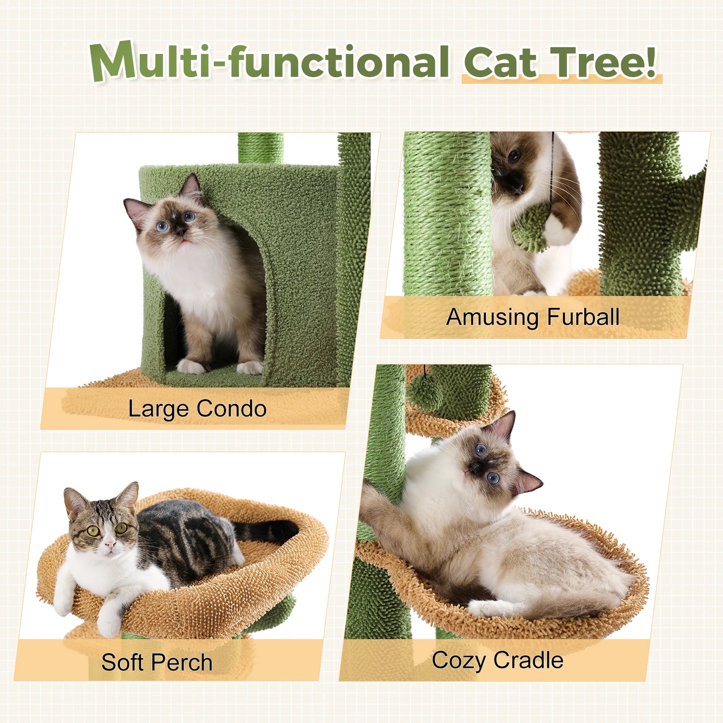 Pawz Road Three Tier Cactus Cat Tree With Scratching Post