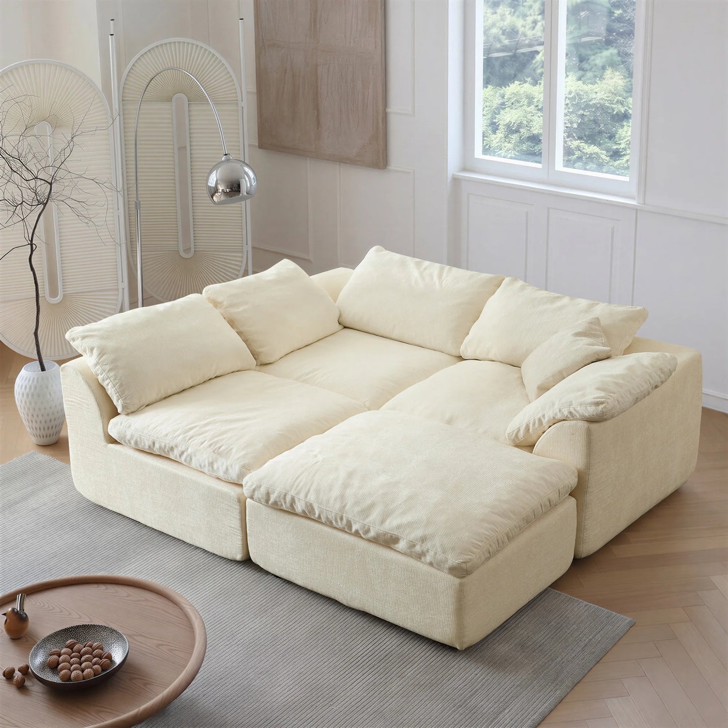 Modern Modular Sectional Sofa Cloud Couch Oversized Deep Seat Comfy Sofa for Living Room Furniture with Removable Cushions