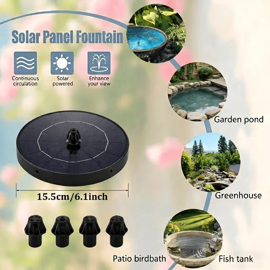 Solar Water Fountain With Four Nozzles For Garden Outdoor Decor