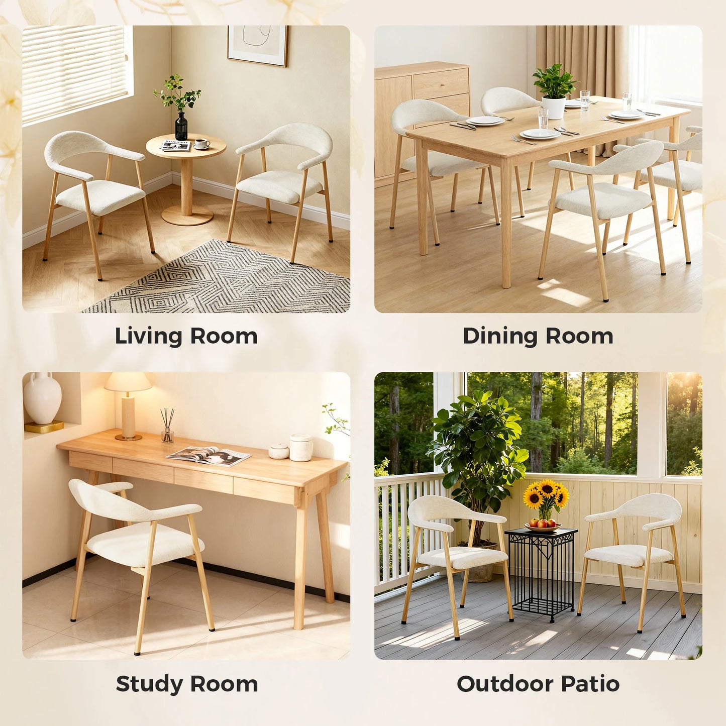 JHK Modern Linen Upholstered Dining Chairs With Curved Backrest