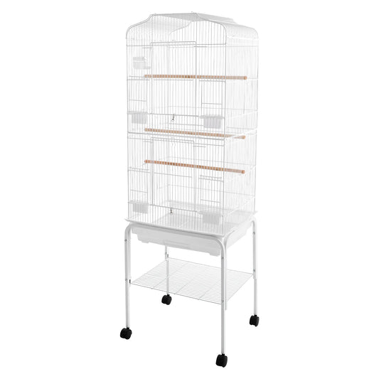 Large Metal Bird Cage With Stand And Wheels For Parrots