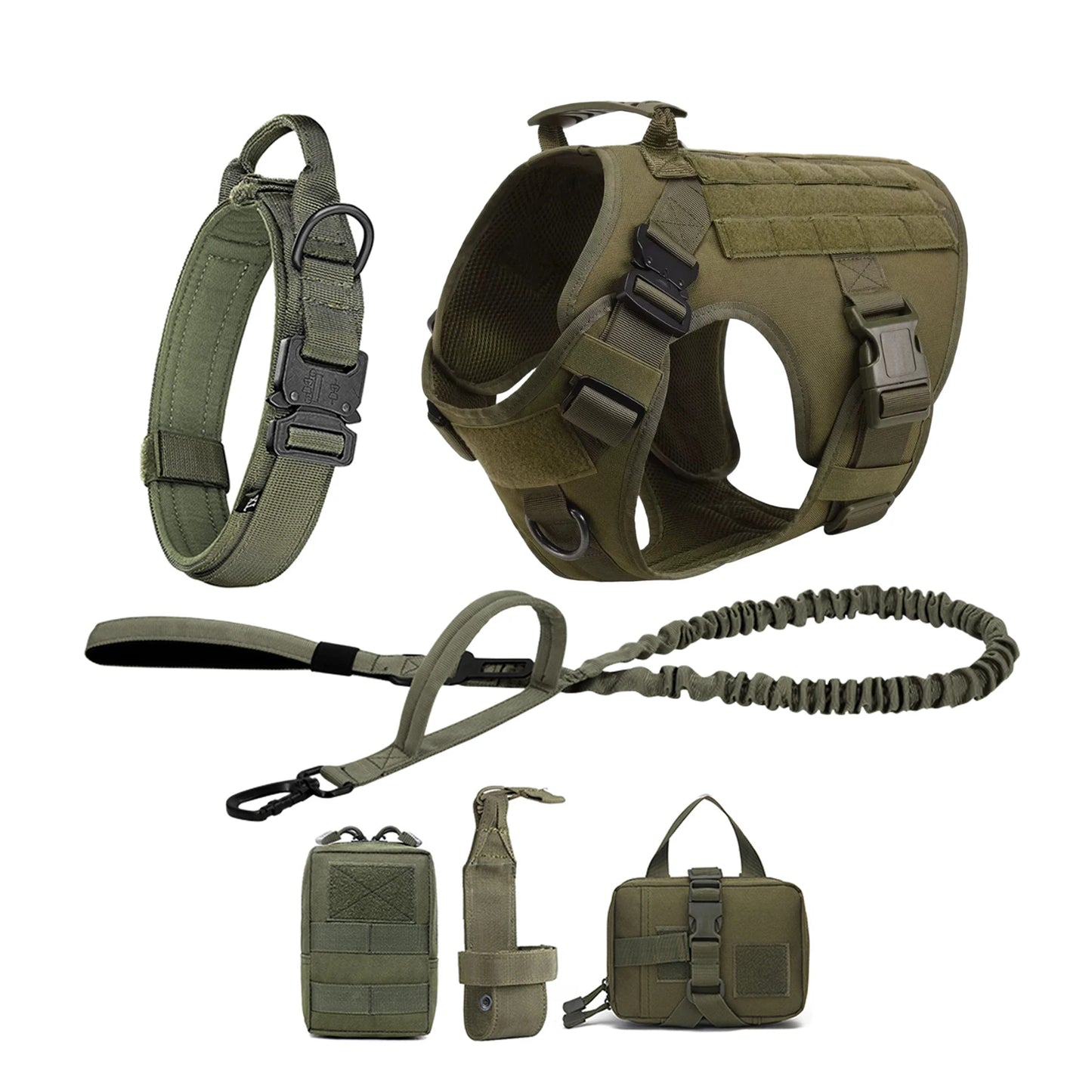 Tactical Nylon Dog Harness With Quick Release And Molle Pouches