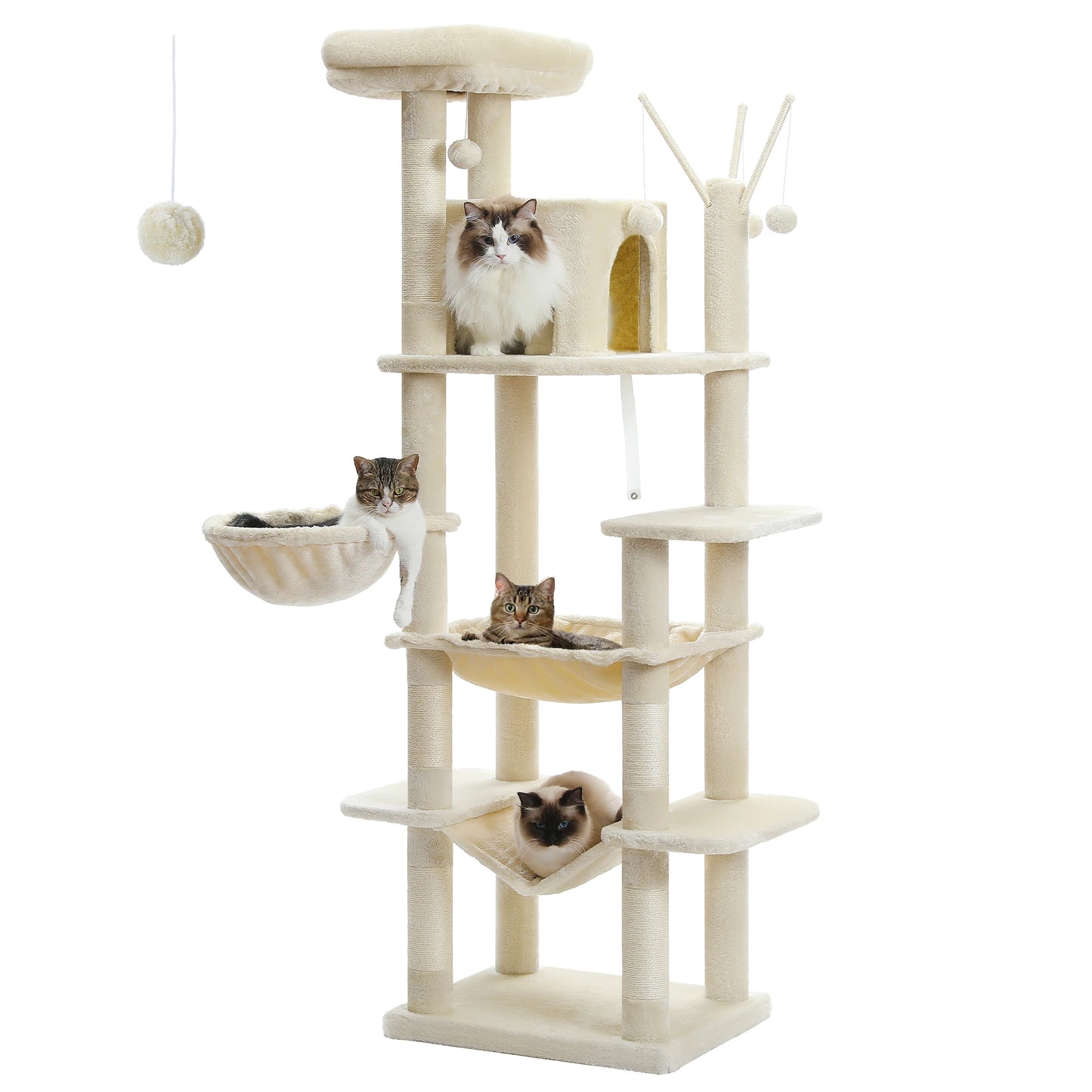 Petepela Indoor Cat Tree With Hammock And Scratching Post