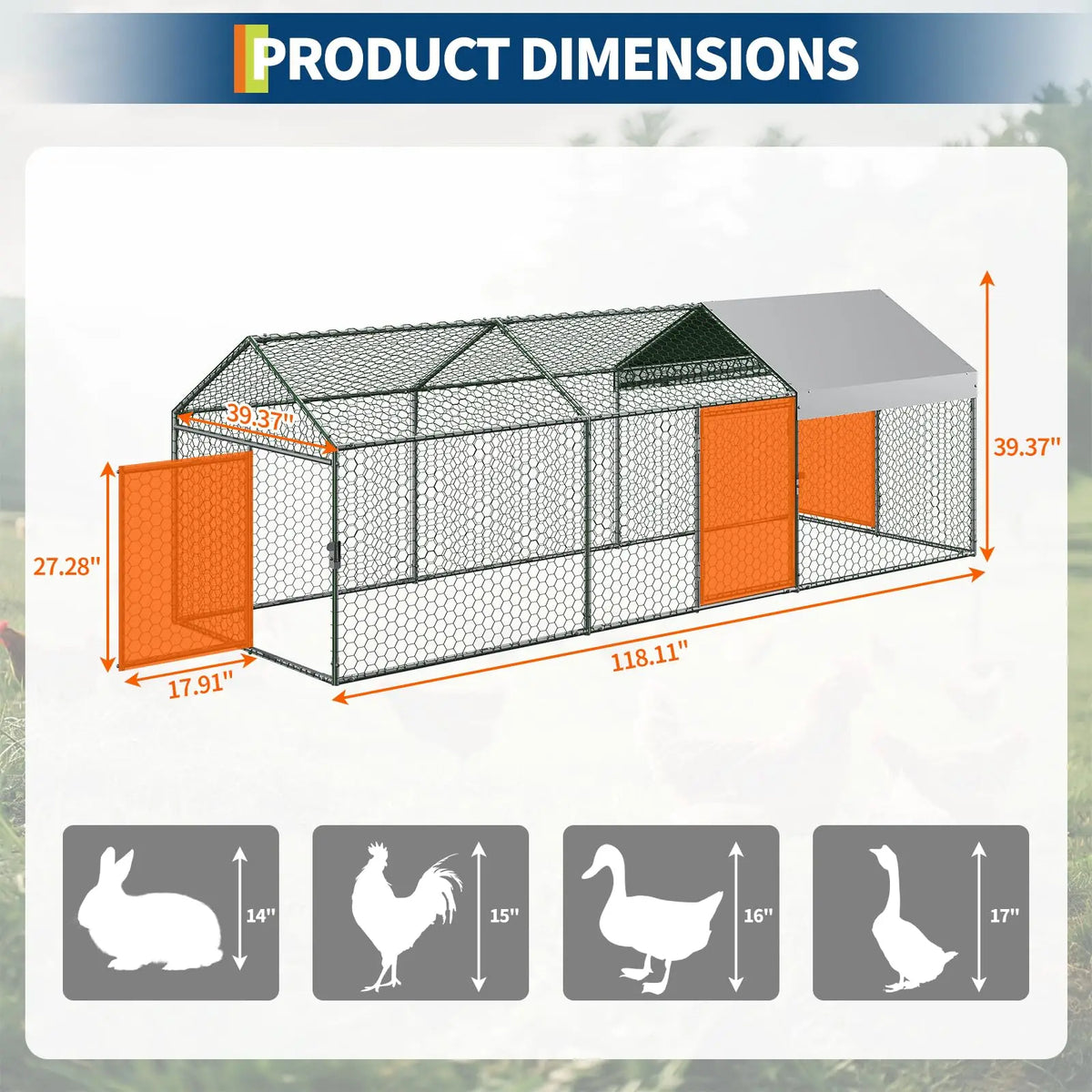 HiMISS Heavy Duty Walk In Chicken Run With UV Cover