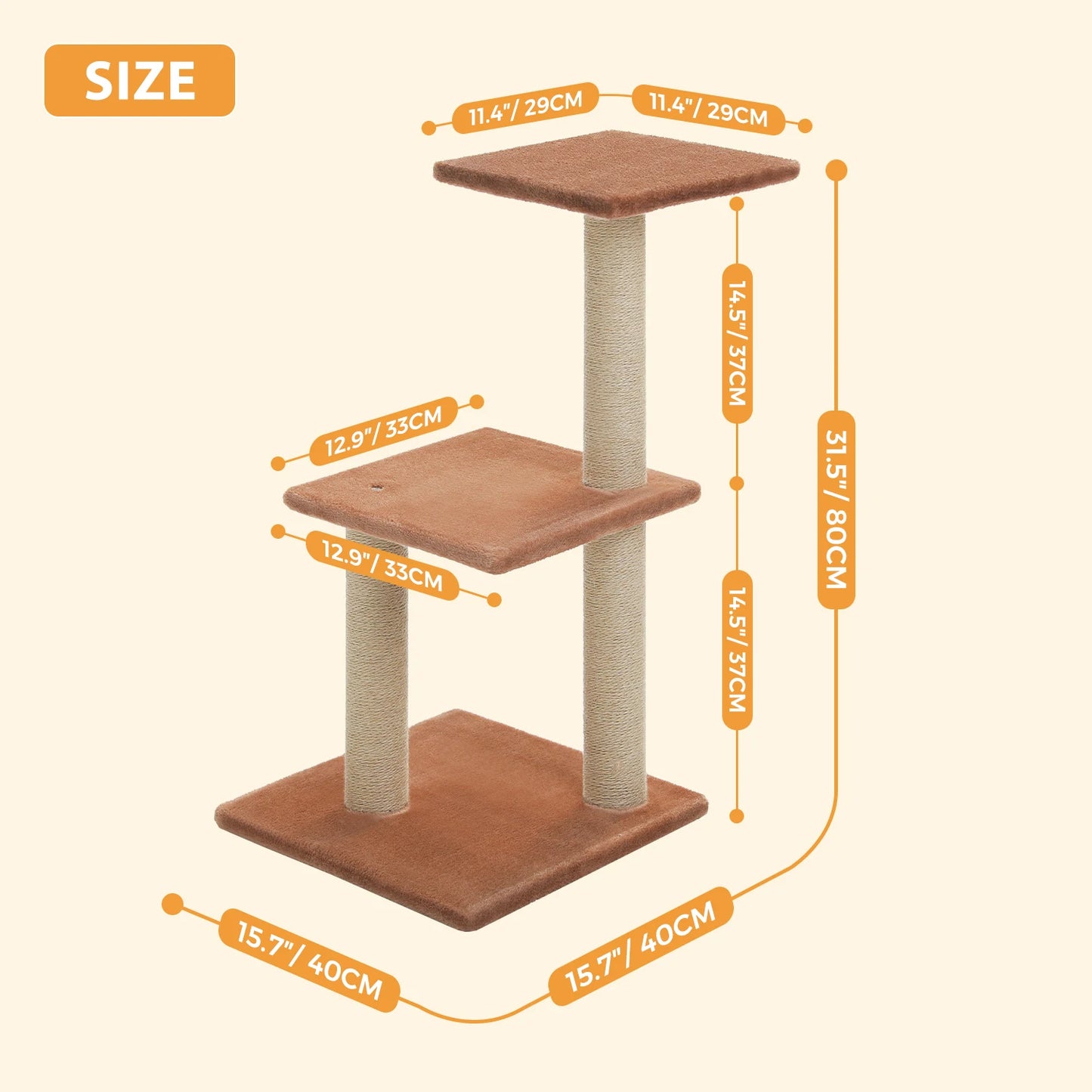 PAWZ Road Indoor Cat Tree Tower With Scratching Post Hammock