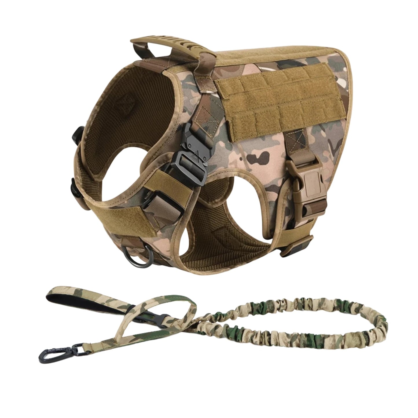 Tactical Nylon Dog Harness With Quick Release And Molle Pouches