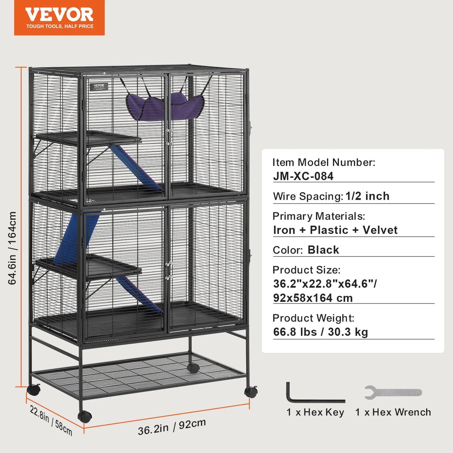 SucceBuy Rolling Four Tier Metal Critter Cage For Small Animals