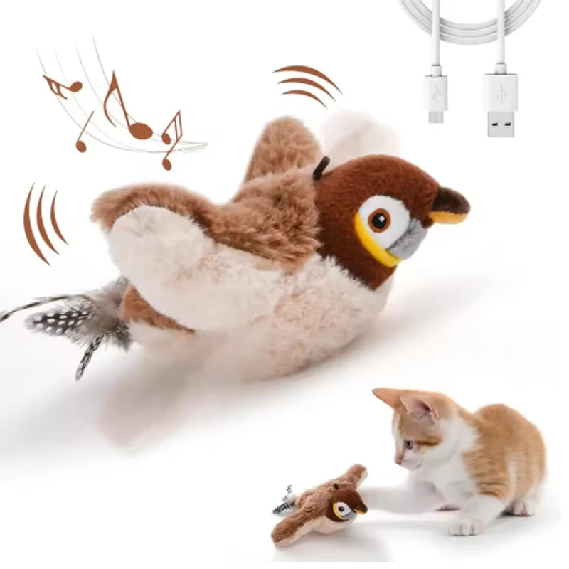 Interactive Touch Activated Flapping Plush Bird For Pets