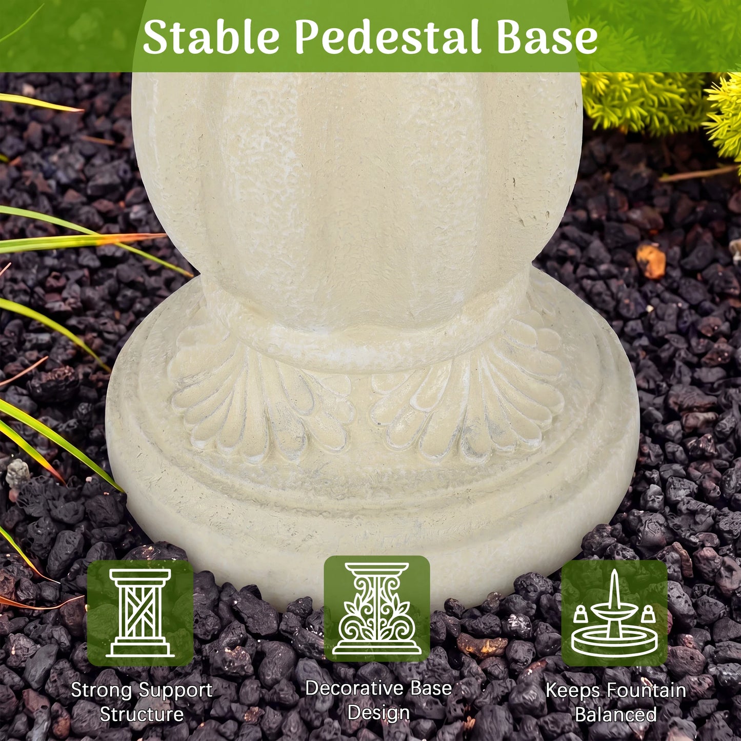 Three Tier Solar Powered Outdoor Water Fountain For Garden Decor