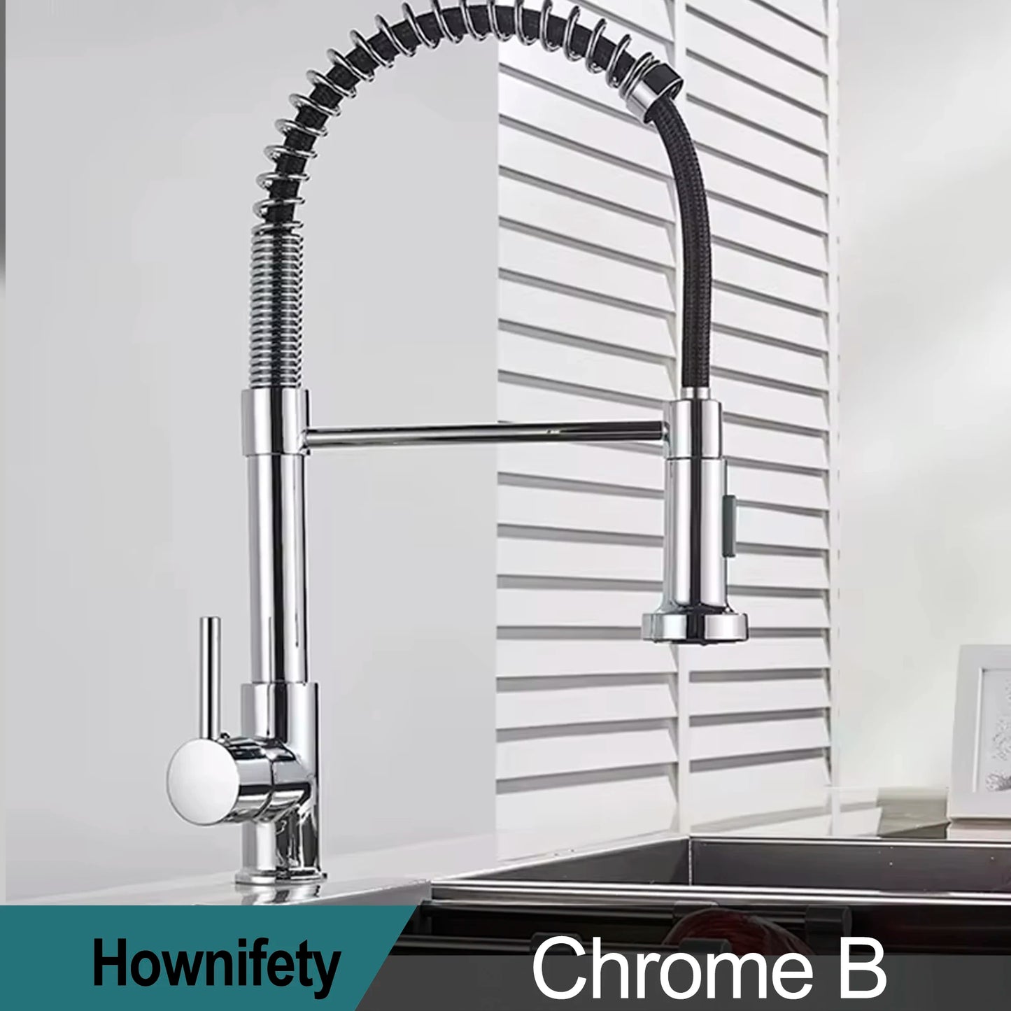 Hownifety Chrome Kitchen Sink Faucet Stainless Steel Hot and Cold Water Tap Deck Mounted Bathroom Gourmet Kitchen Crane