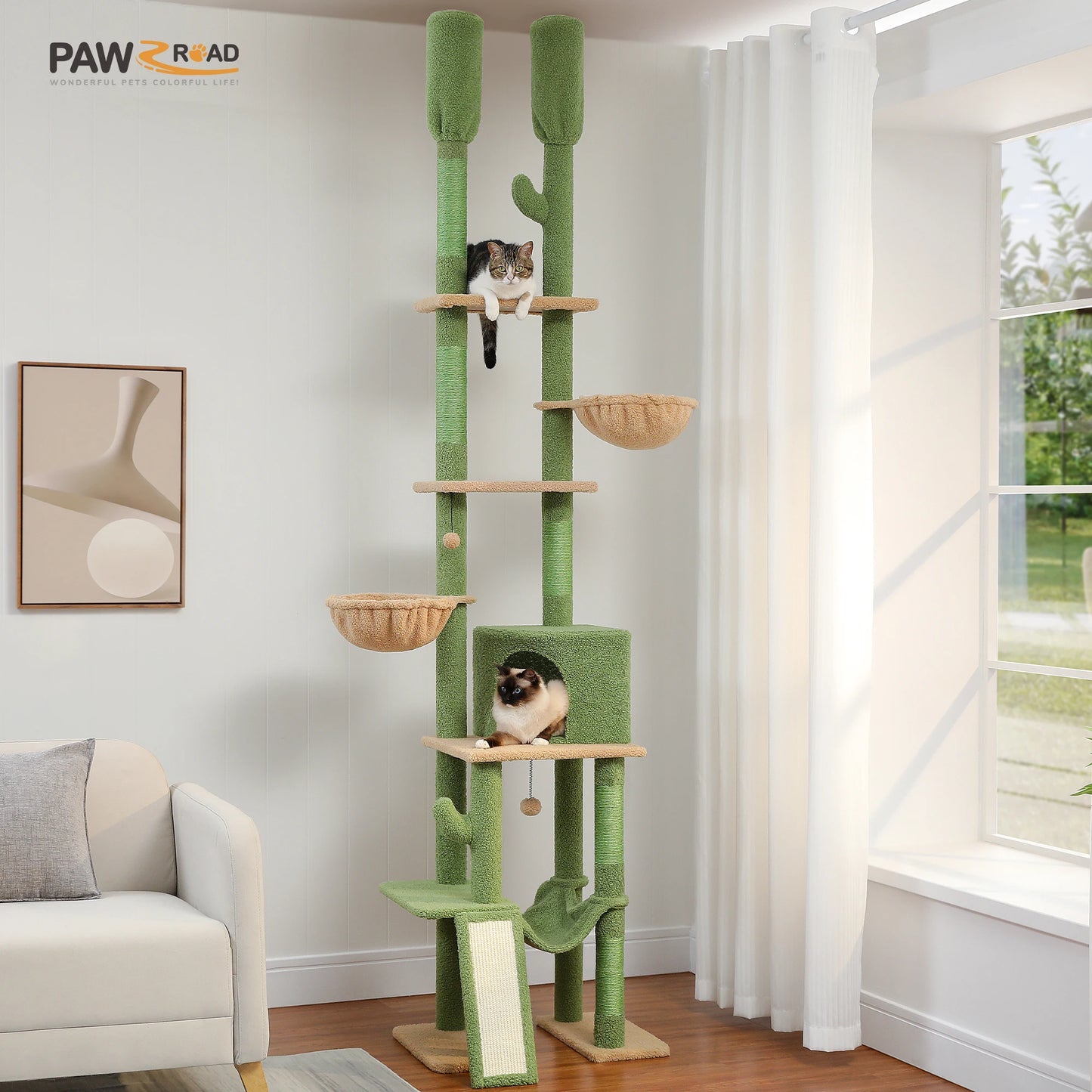 PAWZ Road Floor To Ceiling Cat Tree With Seven Tiers