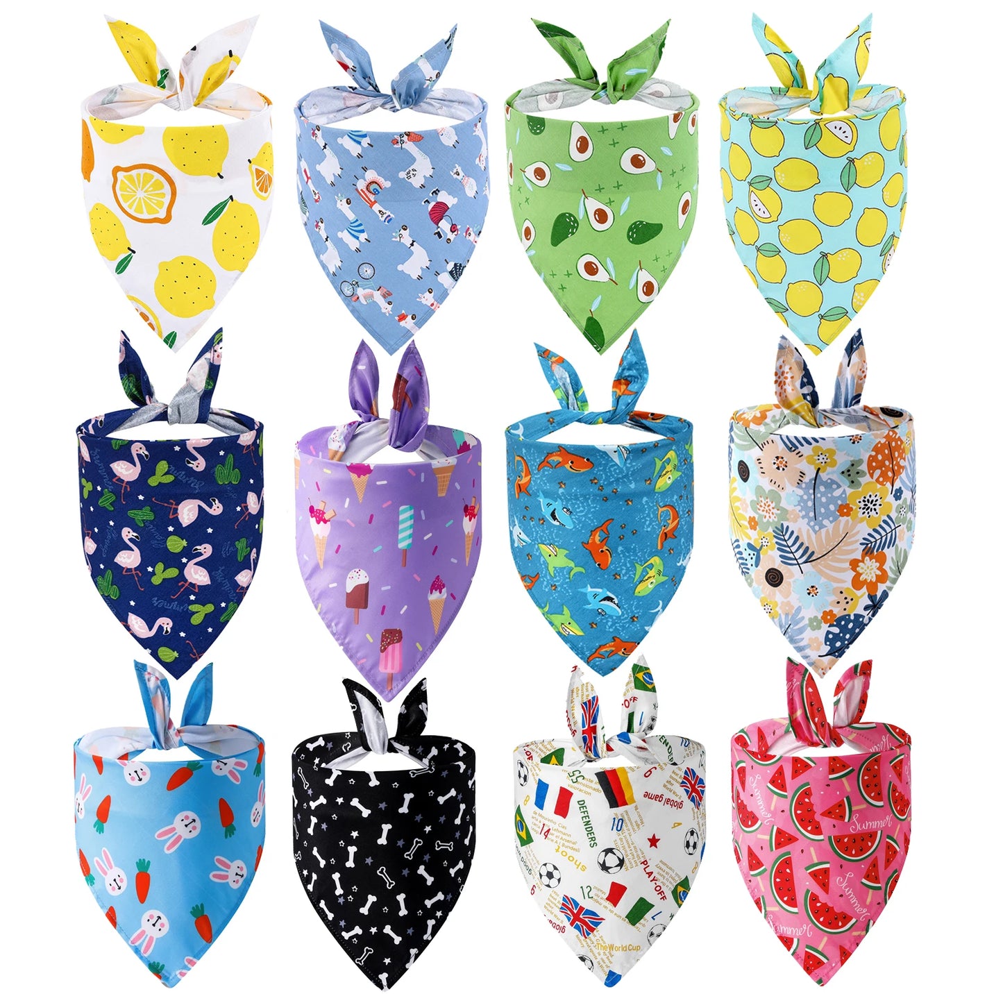 Soft Washable Fruit Floral Dog Bandana Cloth Neck Scarf