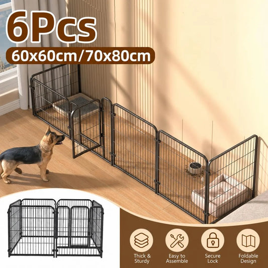 Stainless Steel Dog Fence Playpen Foldable Puppy Exercise Kennel