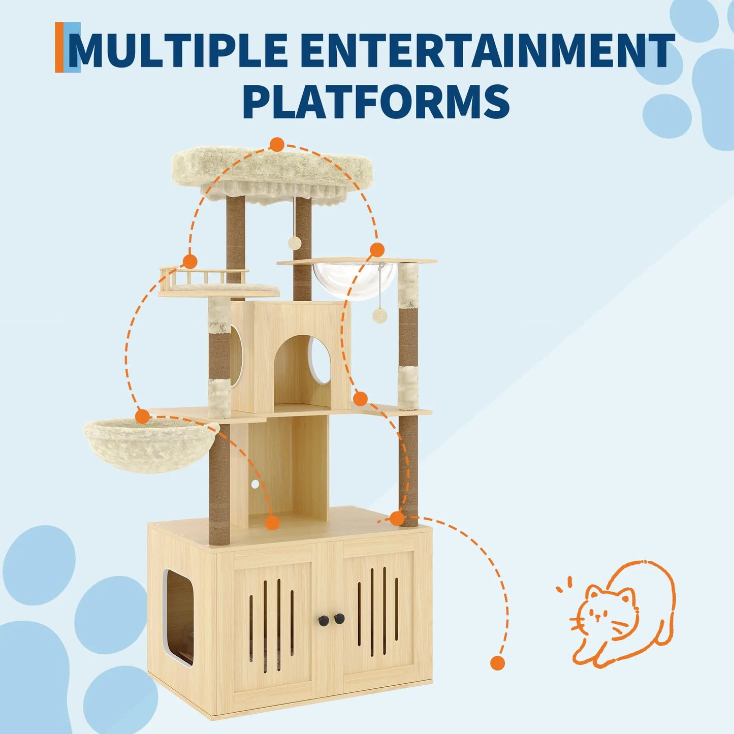 Studyset Multilevel Cat Tree With Hidden Litter Box Enclosure