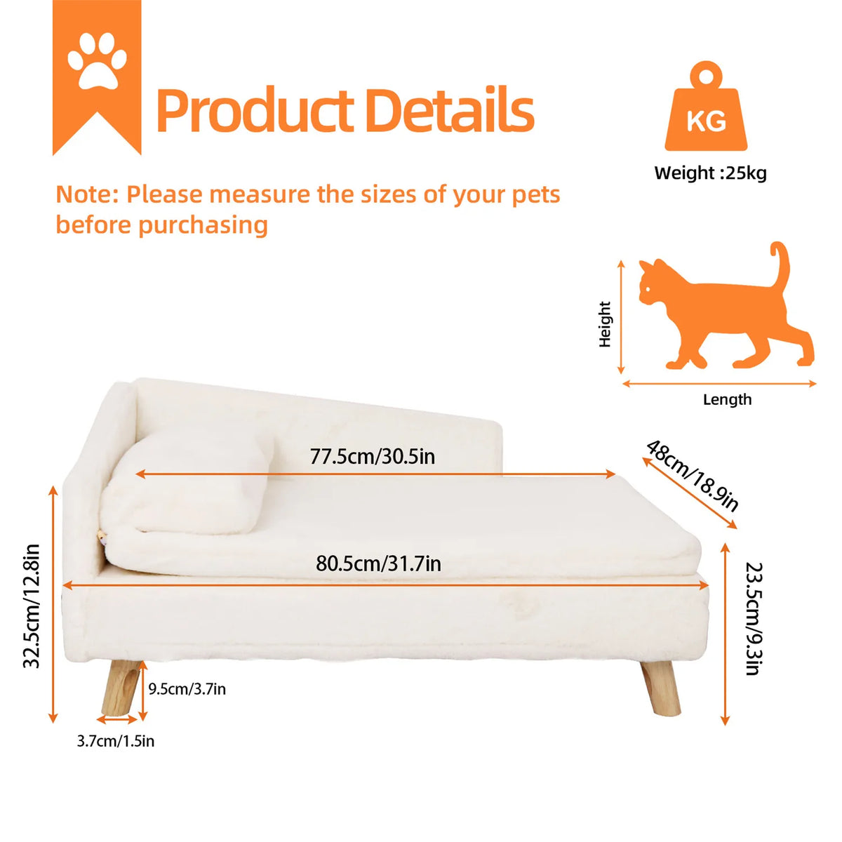 BINGOPAW Waterproof Raised Pet Sofa Bed With Plush Cushion