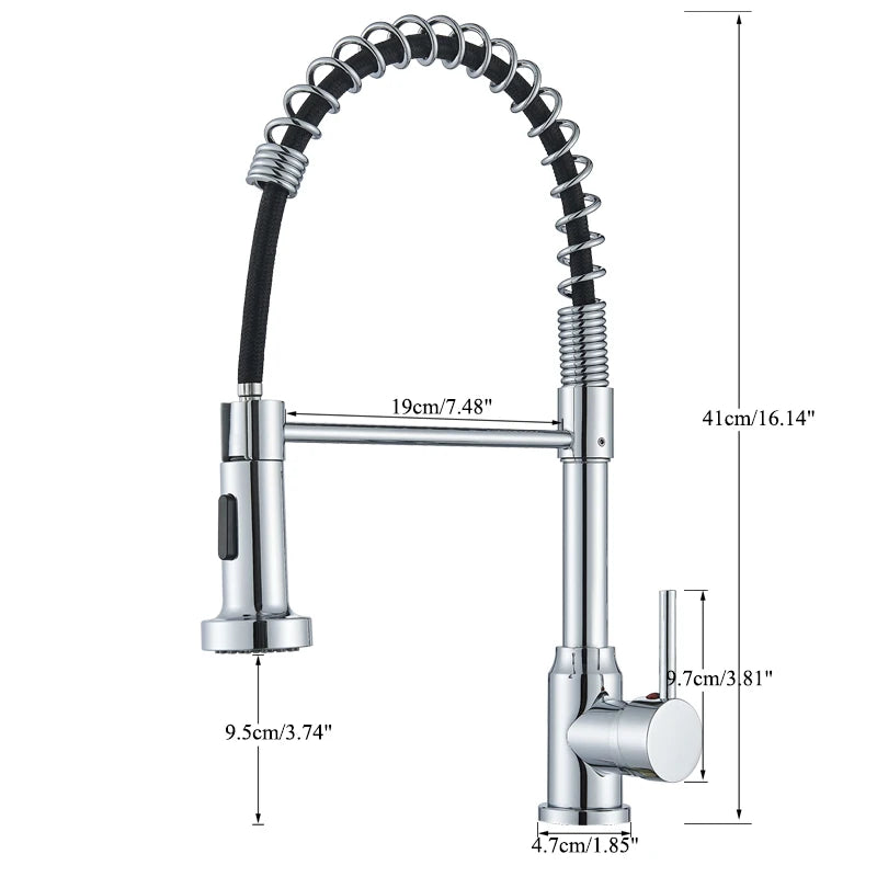 Hownifety Chrome Kitchen Sink Faucet Stainless Steel Hot and Cold Water Tap Deck Mounted Bathroom Gourmet Kitchen Crane