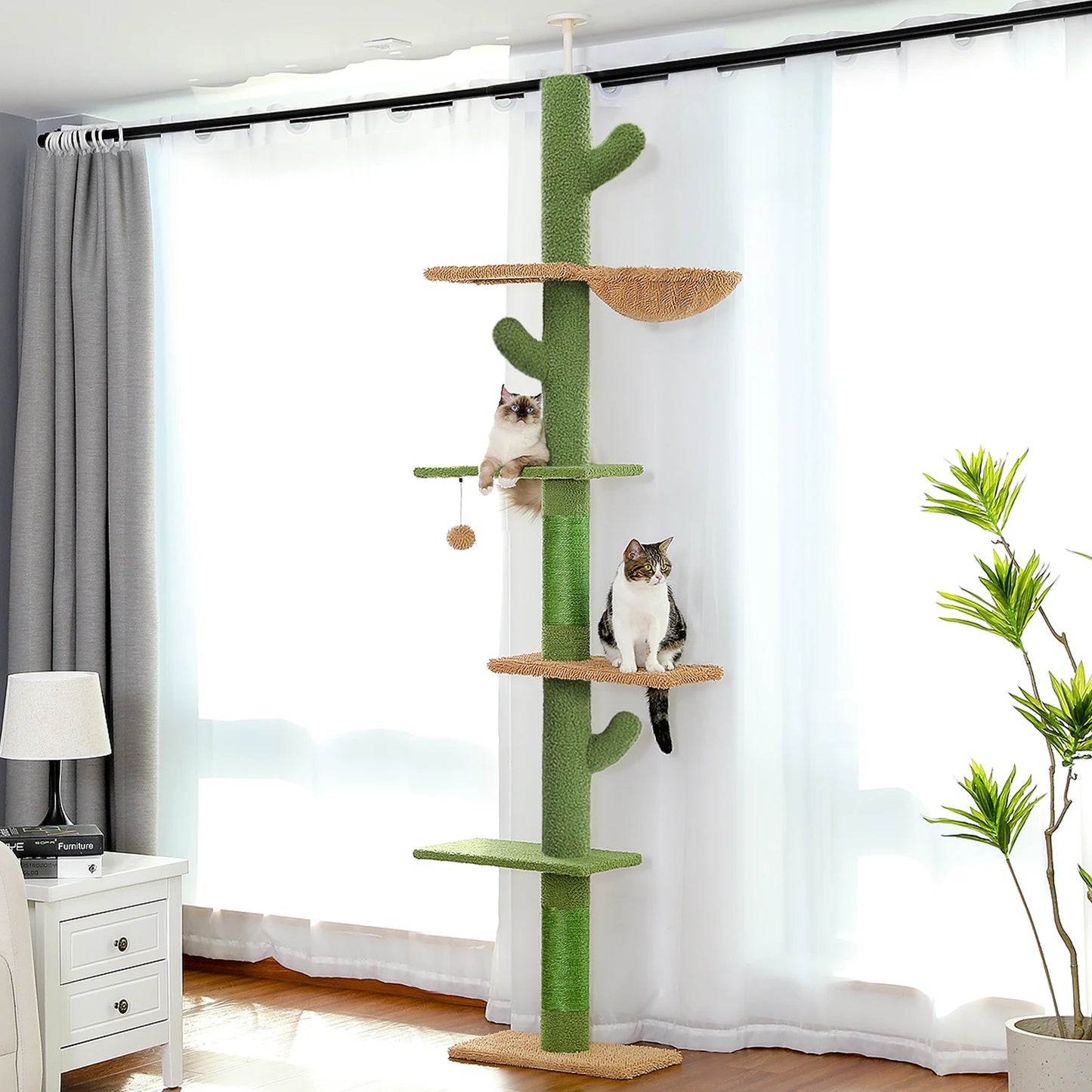 PEQULTI Adjustable Height Cat Tree Floor to Ceiling Tower
