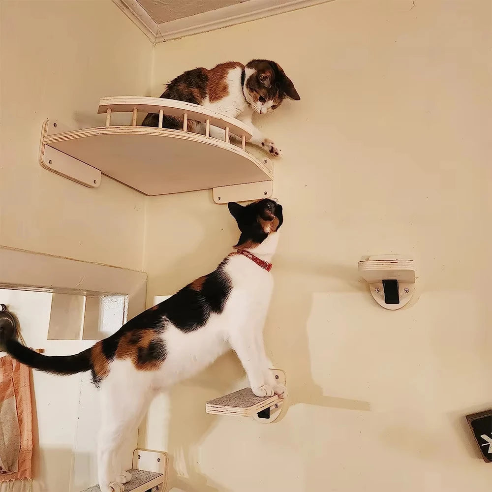 Wall Mounted Cat Climbing Shelf With Sisal Scratching Post