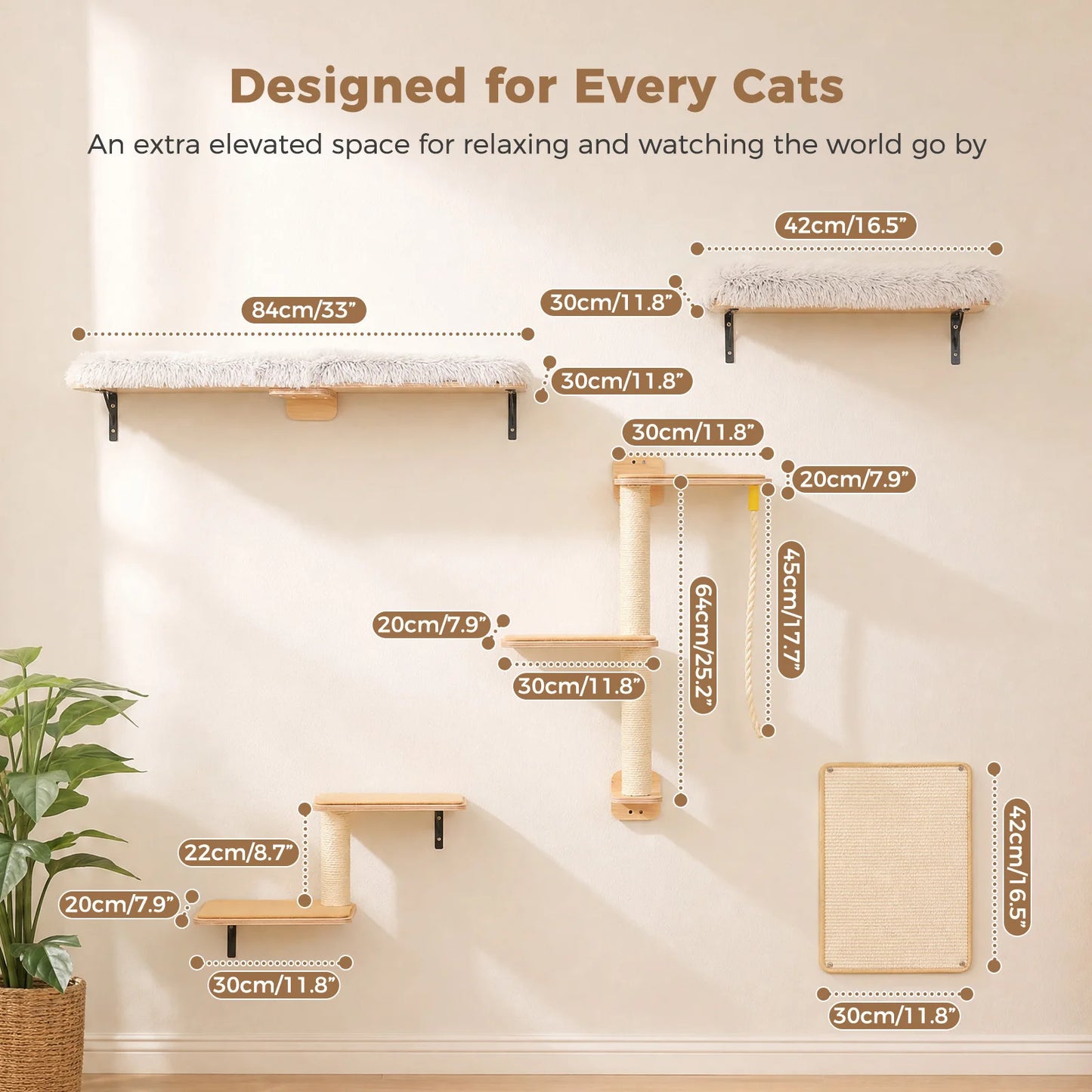 PAWZ Road Wooden Cat Climbing Wall Shelves And Perches