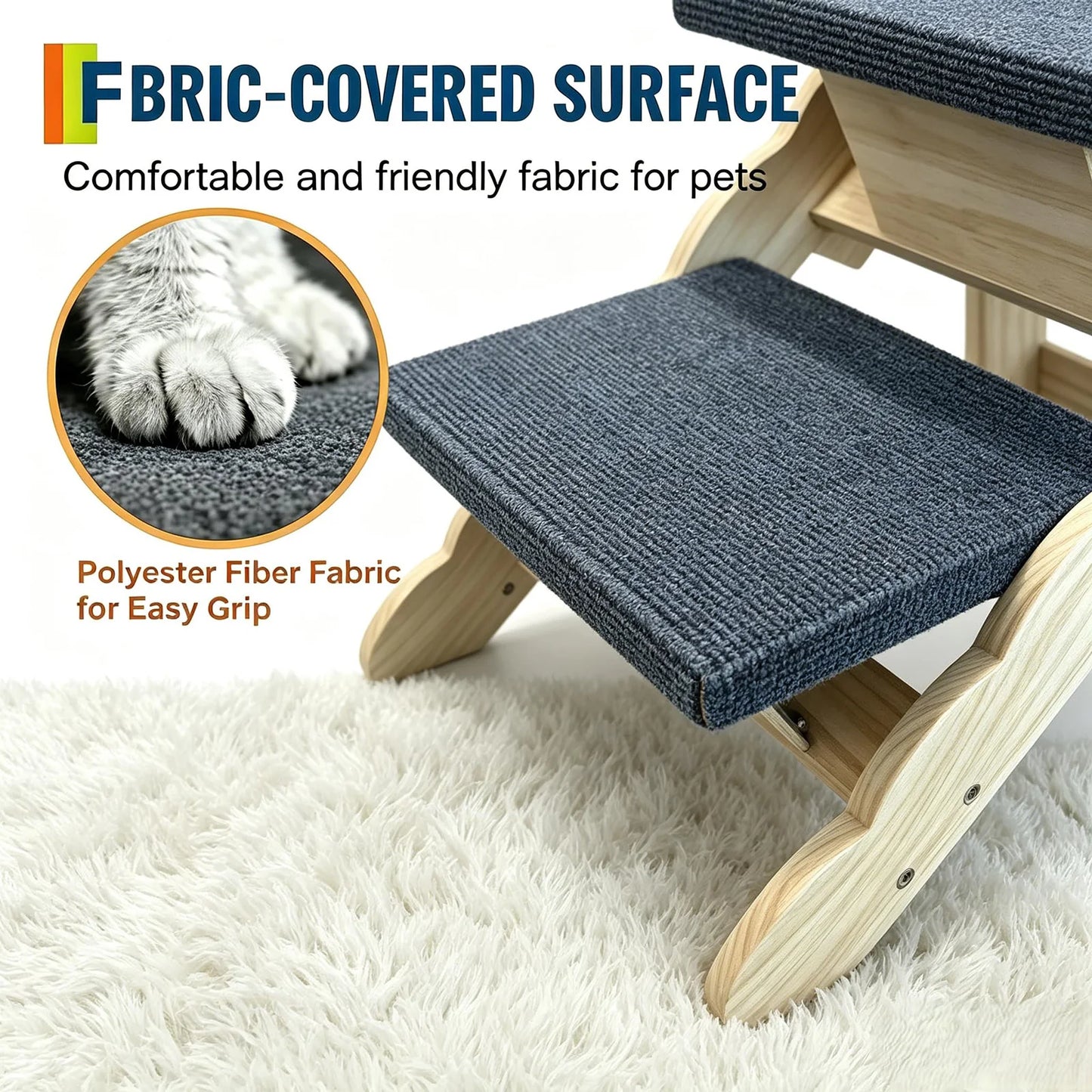 DishyKooker Wooden Pet Stairs And Foldable Dog Ramp