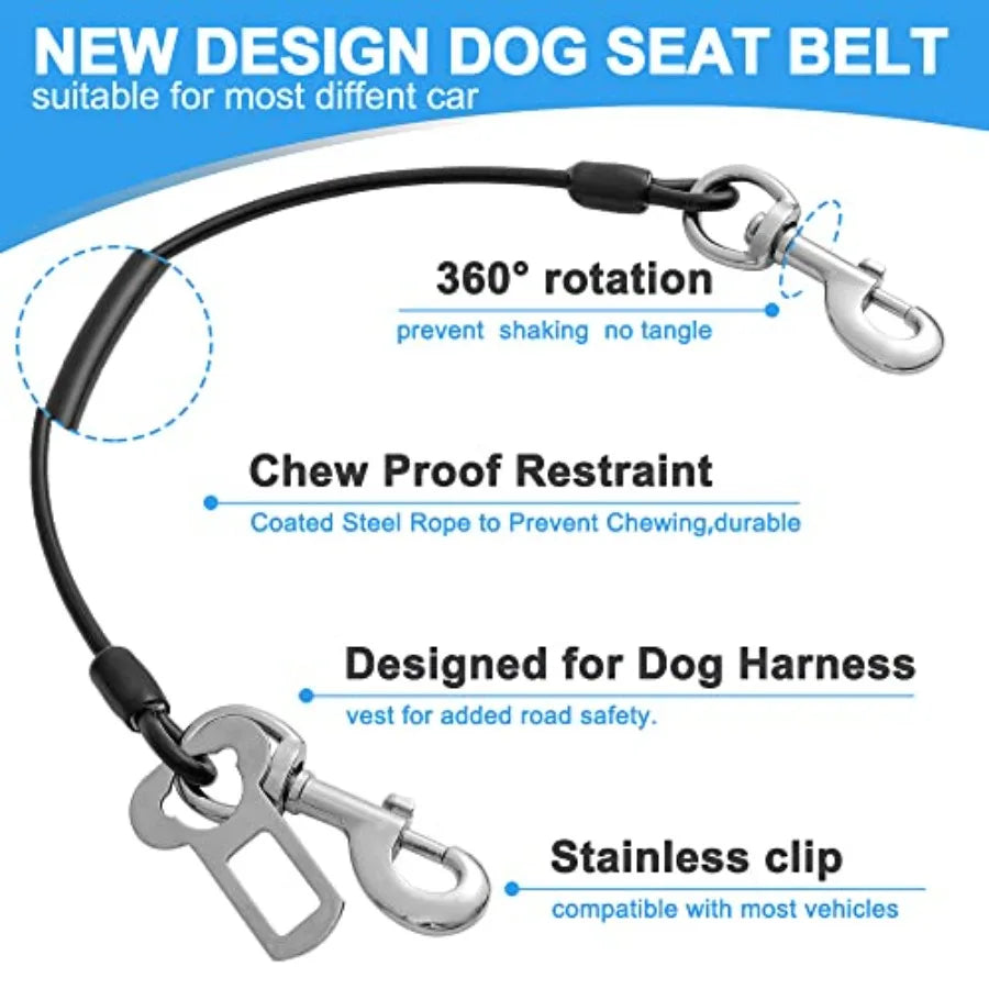 Coated Nylon Dog Car Seat Belt Harness Safety Restraint