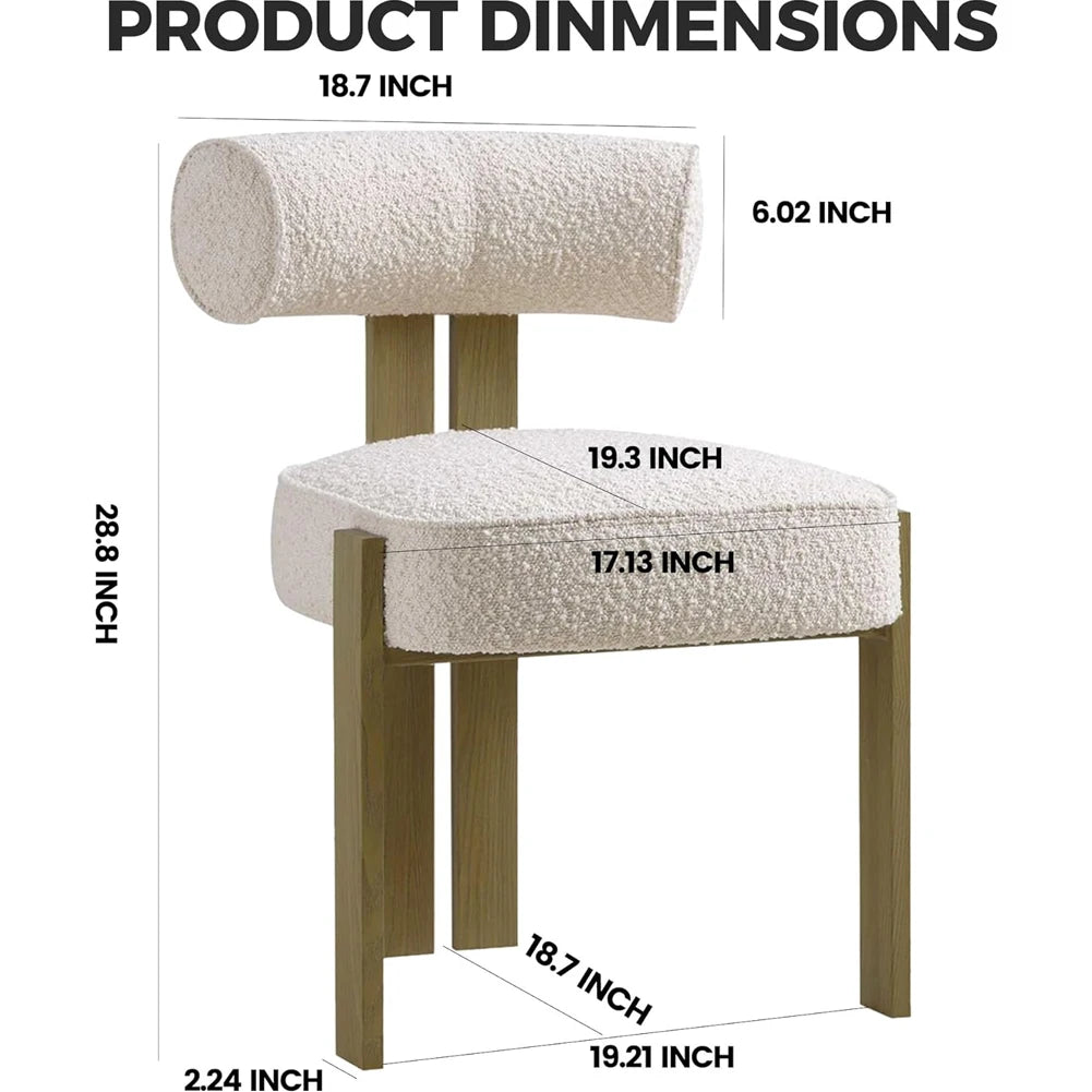 HiMISS Modern Boucle Dining Chairs With Ergonomic Curved Wooden Frame