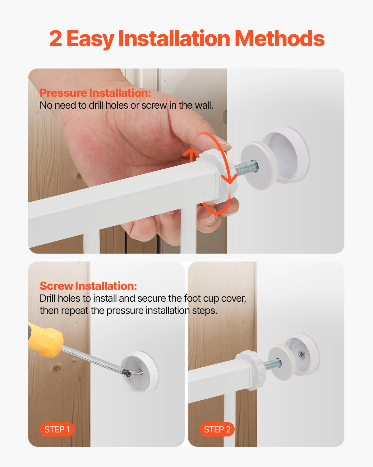 SucceBuy Stainless Steel Baby Gate Pressure Mount With Walk Thru