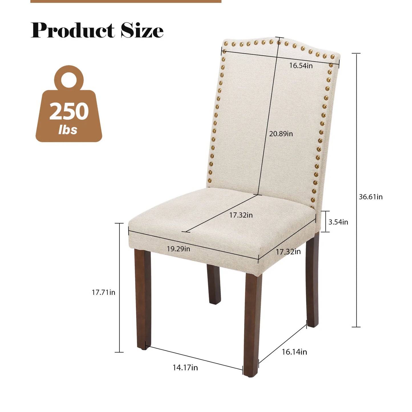 MCQ Pair Modern Fabric Dining Chairs Padded Seats Wooden Legs