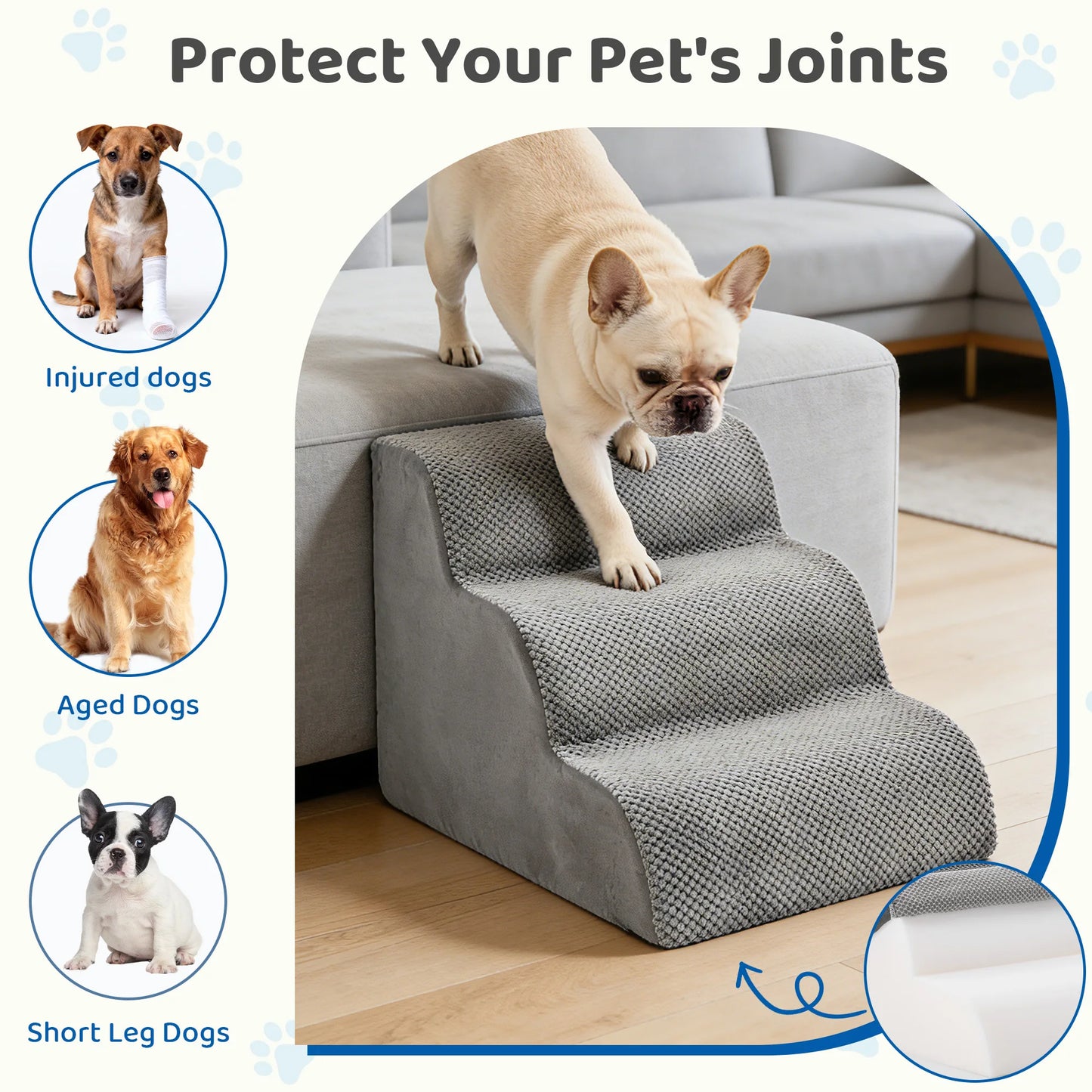 Curved High Density Foam Dog Stairs For Small Pets Indoor