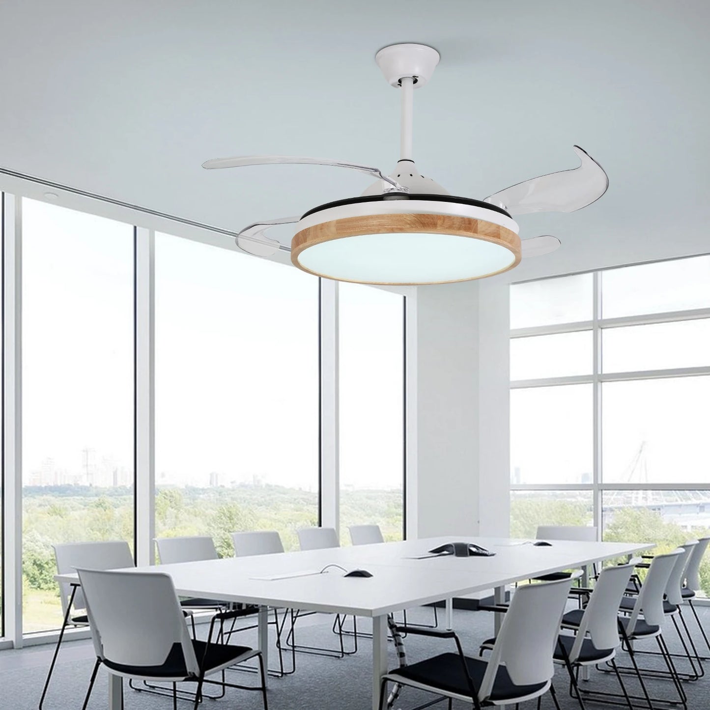Remote Control Fan Chandelier 42 Inch Ceiling Fan Light 10-22m² Applicable Area Round Chandelier for Bedroom/Kitchen/Hotel