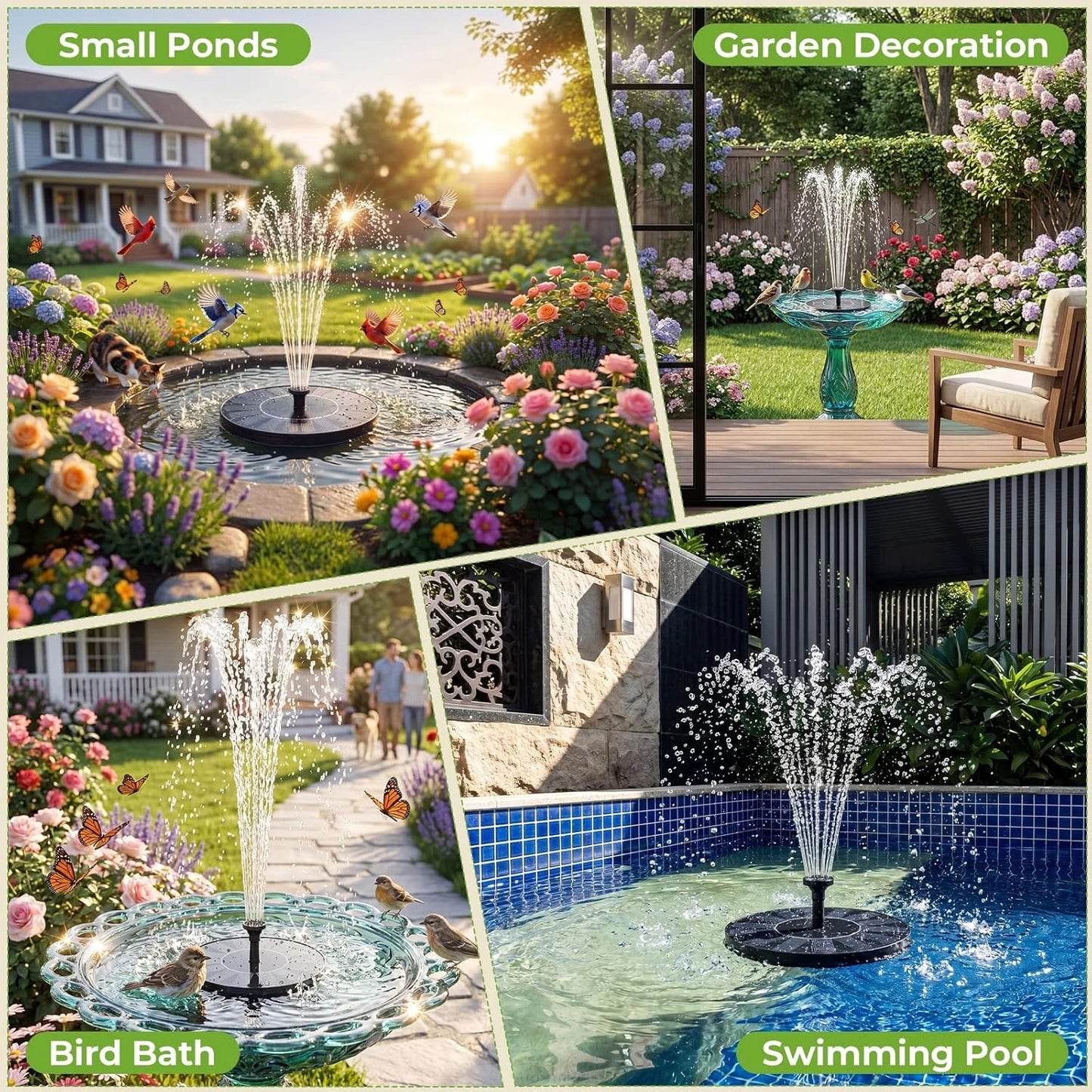 Floating Solar Fountain With Six Nozzles For Garden Pond