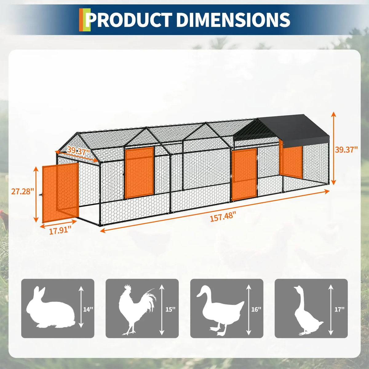 HiMISS Heavy Duty Walk In Chicken Run With UV Cover