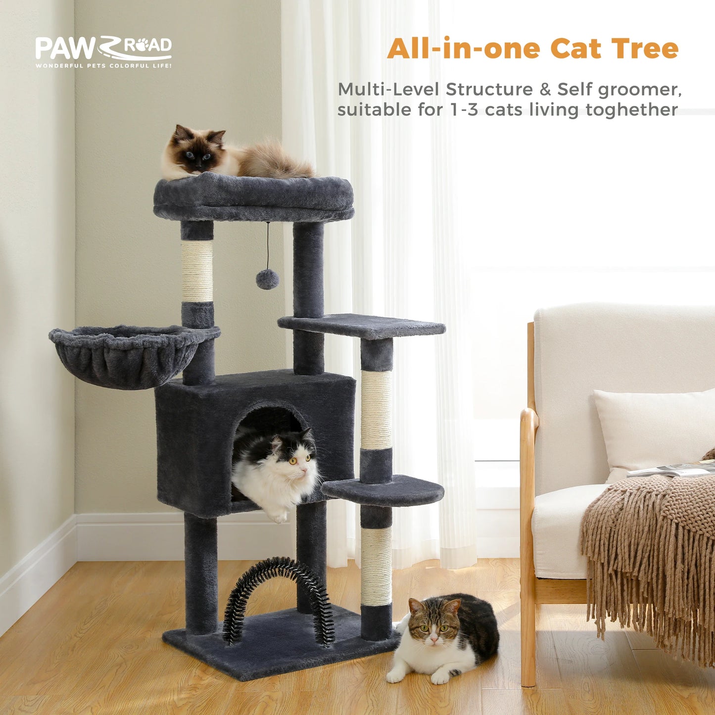 Pawz Road Multi Tier Cat Tree With Sisal Scratching Posts