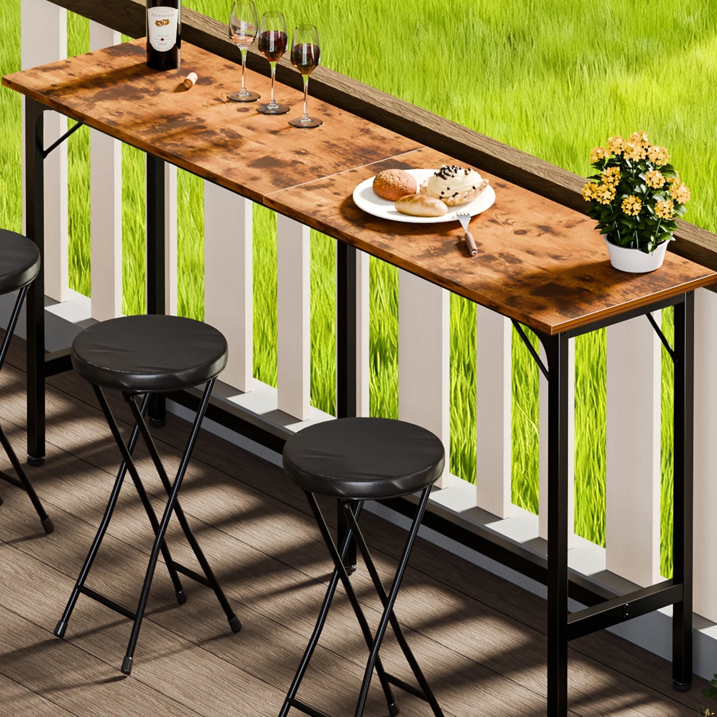 JHK Rectangular High Top Metal Bar Table For Living Room