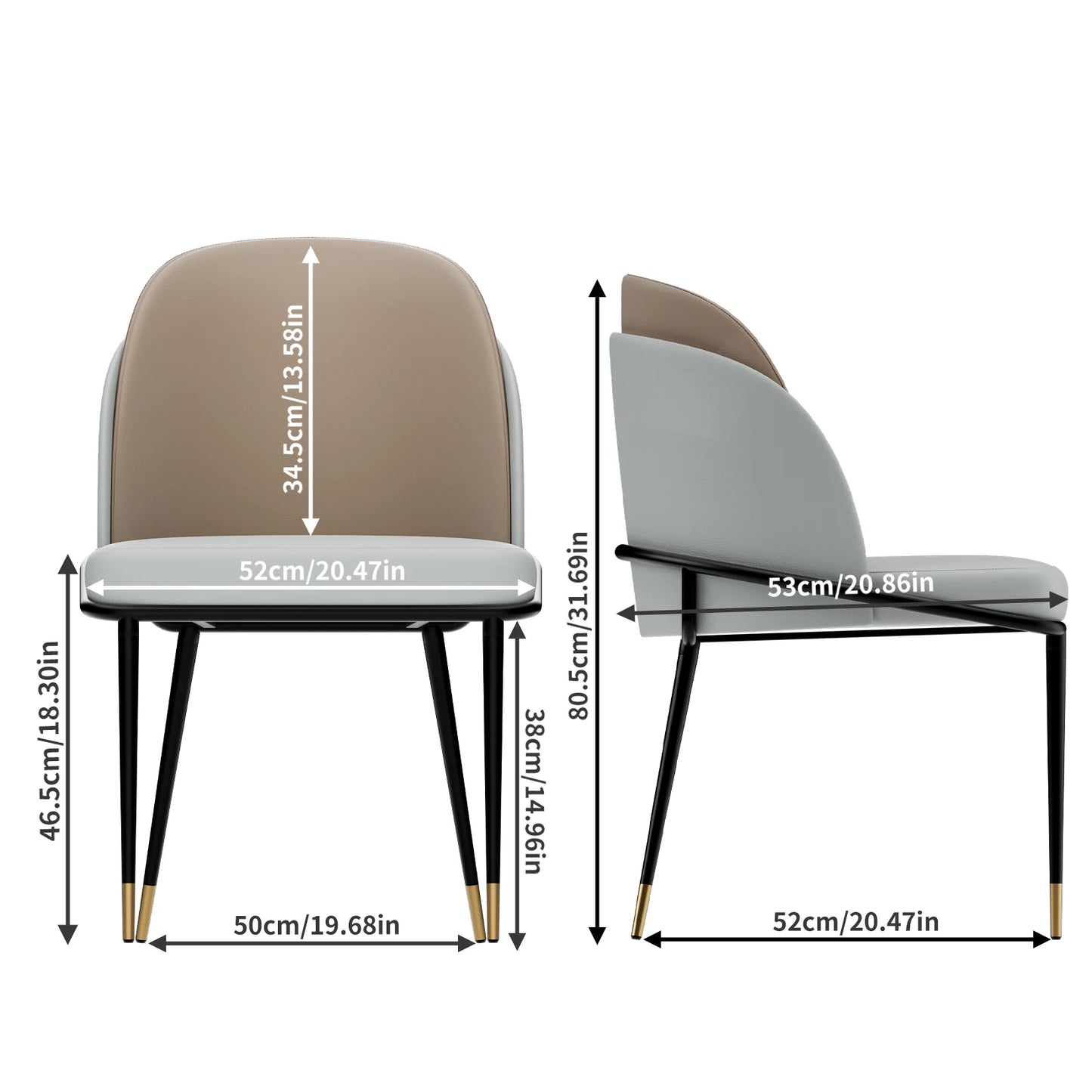 Modern Microfiber Silicone Leather Dining Chair Set With Metal Frame