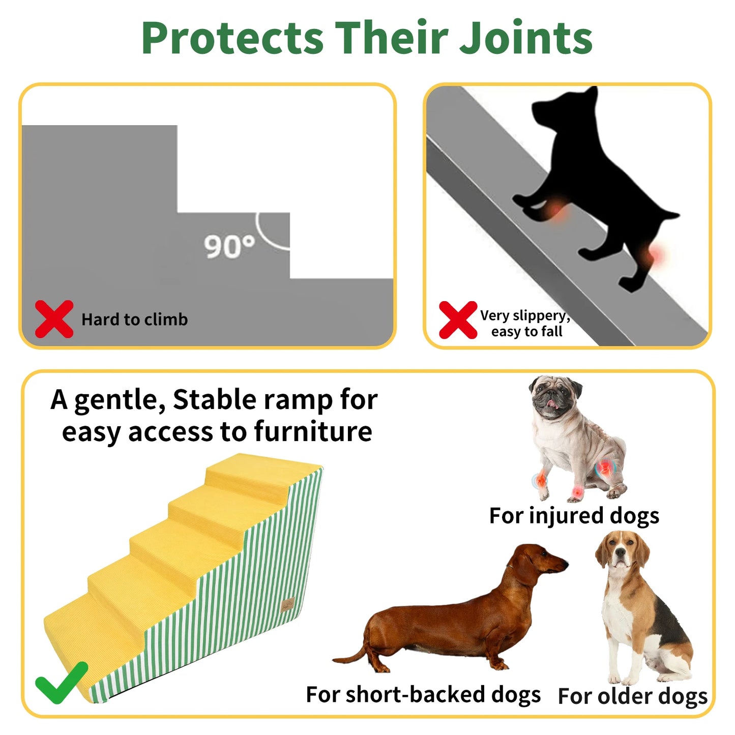 High Density Foam Dog Stairs With Gentle Slope And Cover