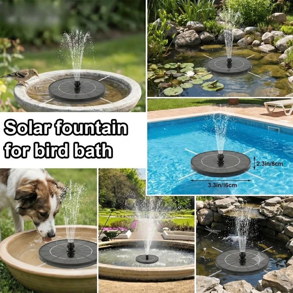 Solar Water Fountain With Four Nozzles For Garden Outdoor Decor