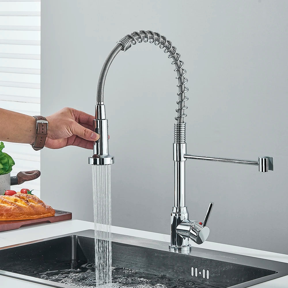 Removable Gourmet Kitchen Faucet 2 Modes Sprayer Rotatable Deck Mount Single Handle Cold Hot Water Mixer Kitchen Sink Crane