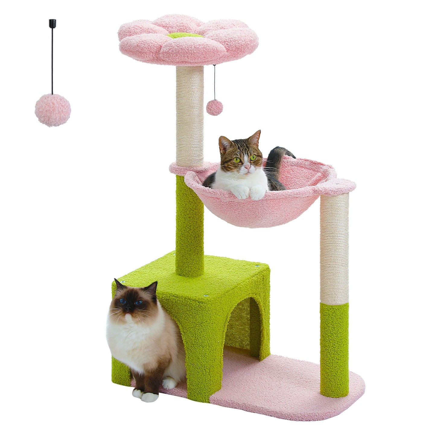 Petepela Flower Cat Tower With Sisal Posts And Metal Hammock