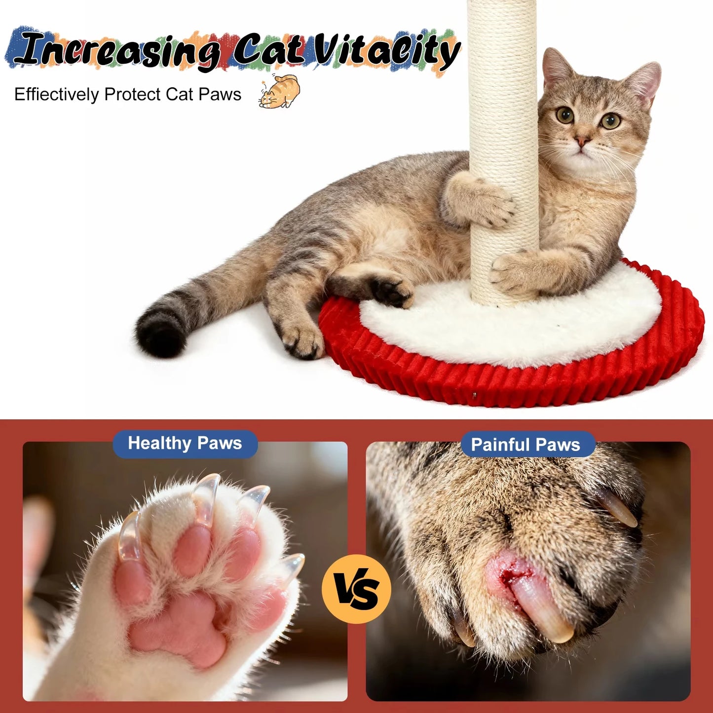 CWV Cat Scratching Post Tower With Rotating Feather Teaser