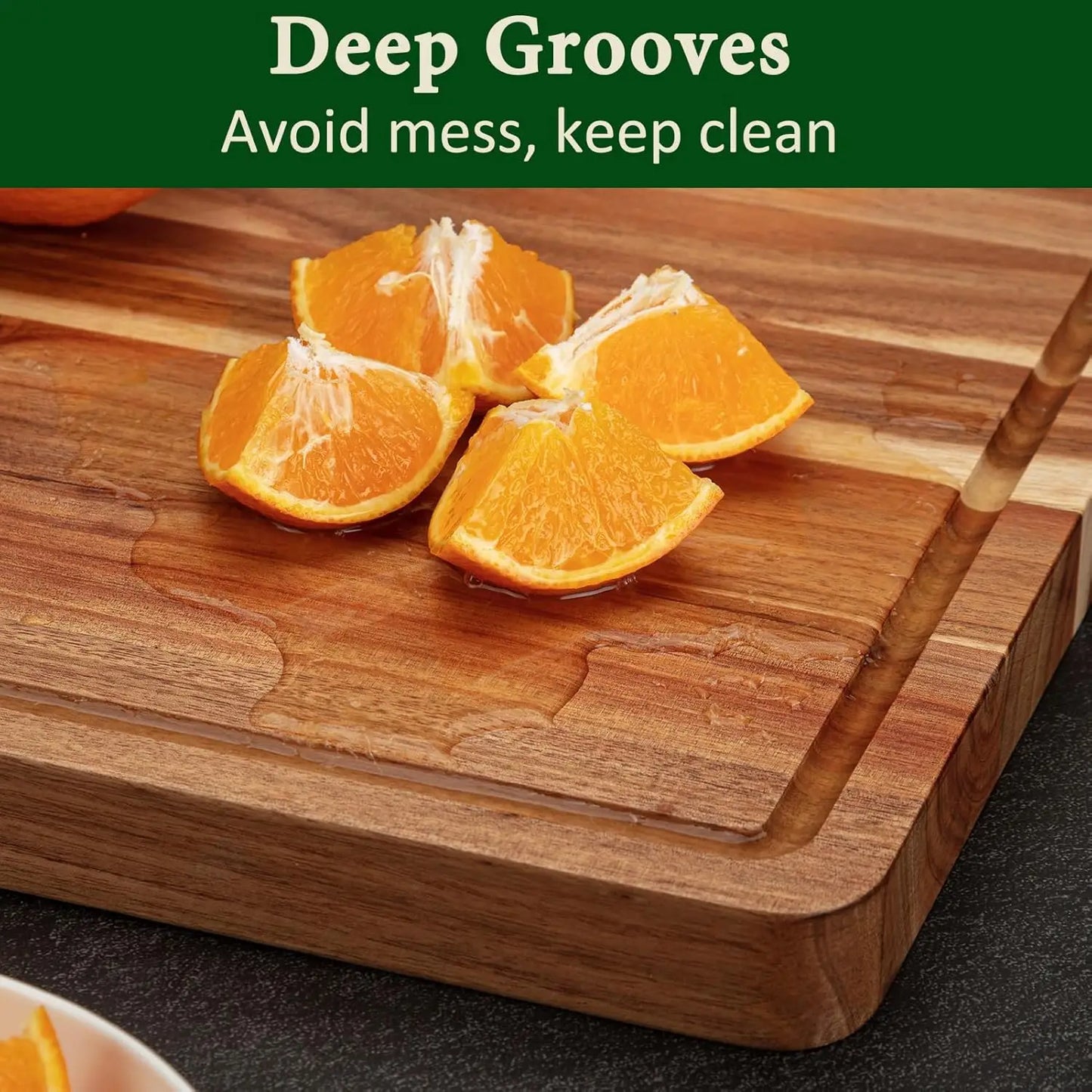 Extra Large Acacia Wood Cutting Board Thick Butcher Block Chopping Board with Side Handles for Meat Vegetables Fruit