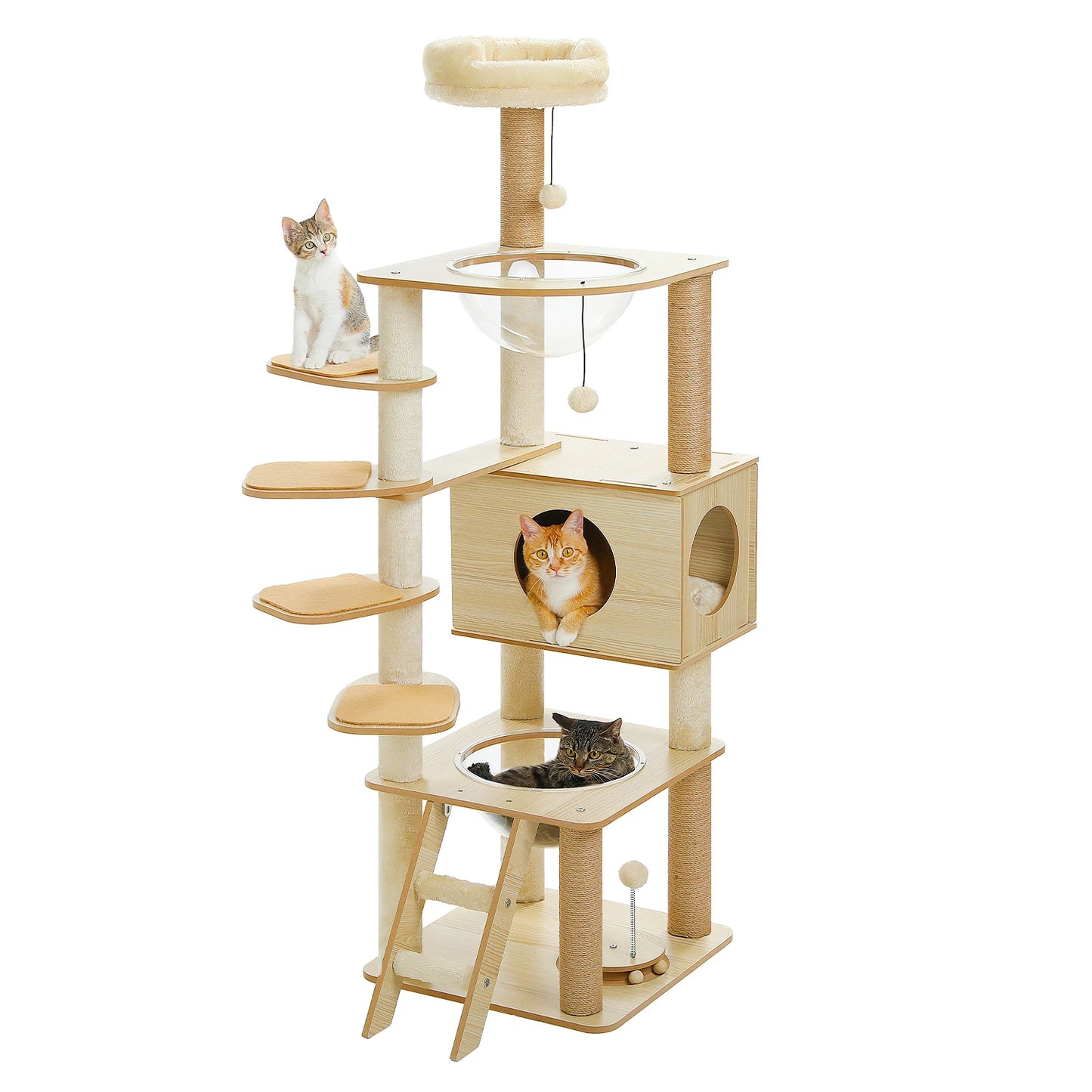 PAWZ Ro Multi-Level Cat Tree Wood Tower With Scratching Posts