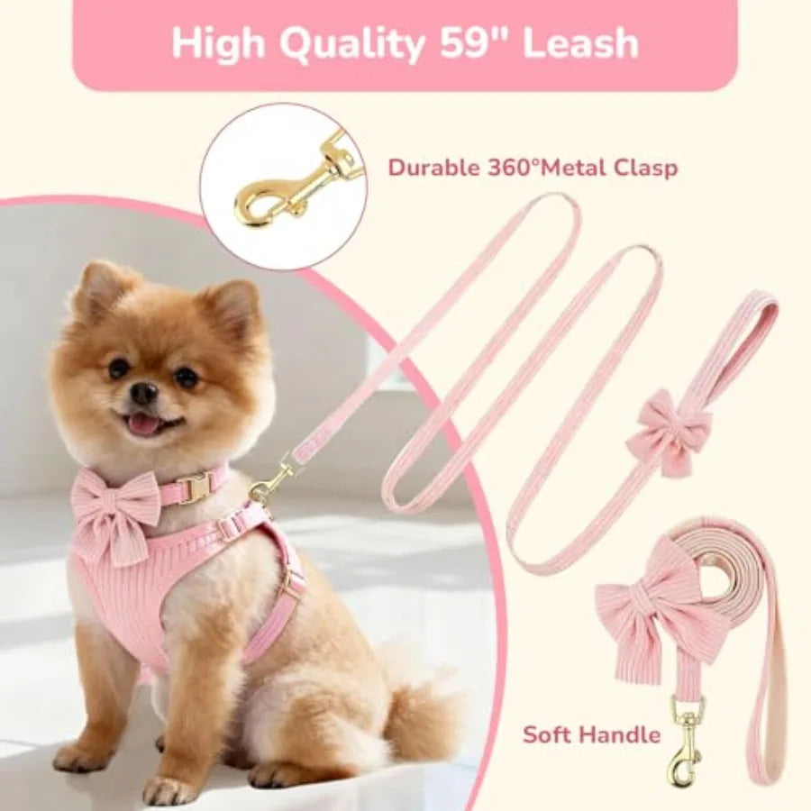 Adjustable Breathable Cotton Dog Harness And Leash Set