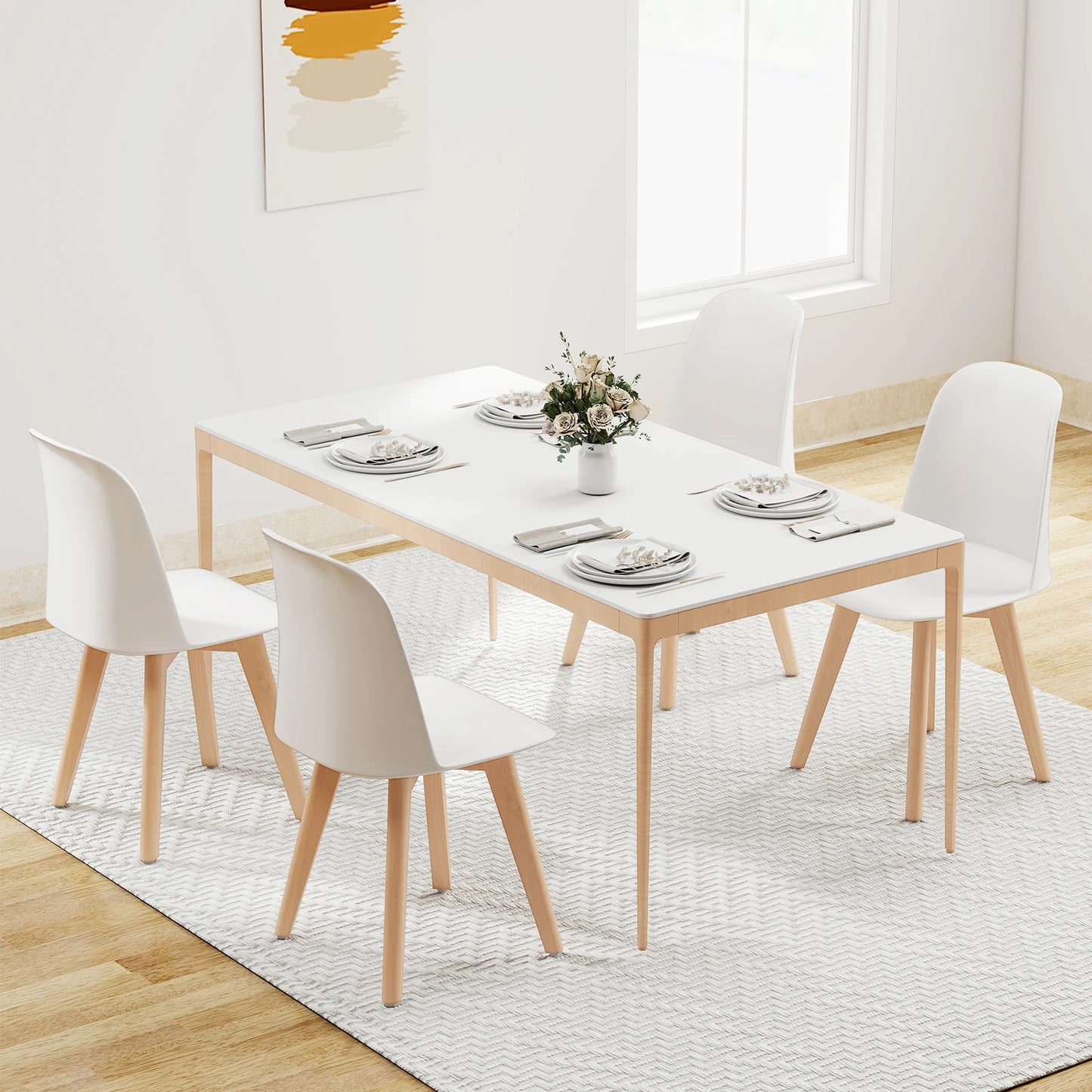 Homasis Modern Armless Wood Dining And Kitchen Chairs