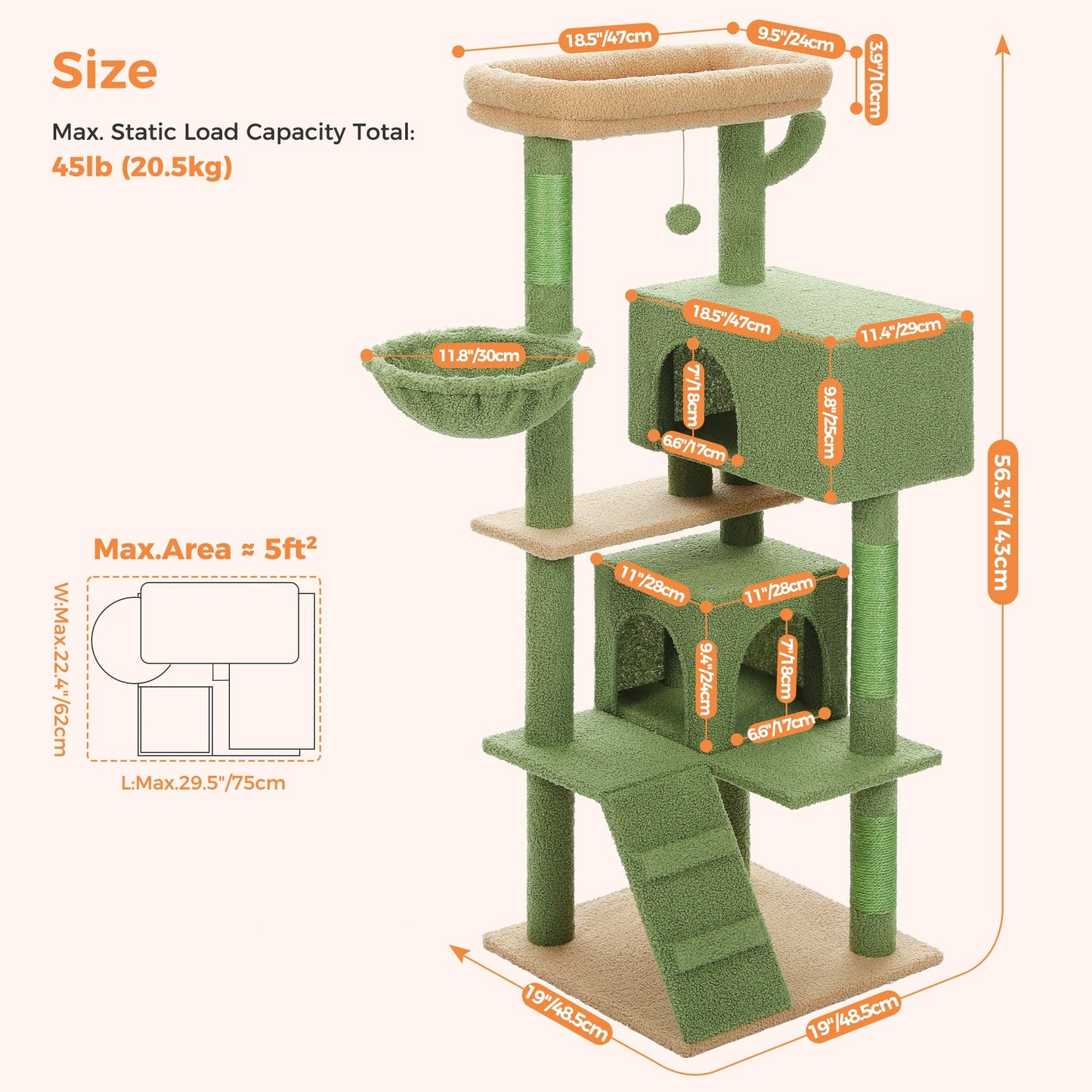 PAWZ Road Indoor Cat Tree With Hammock And Scratching Posts