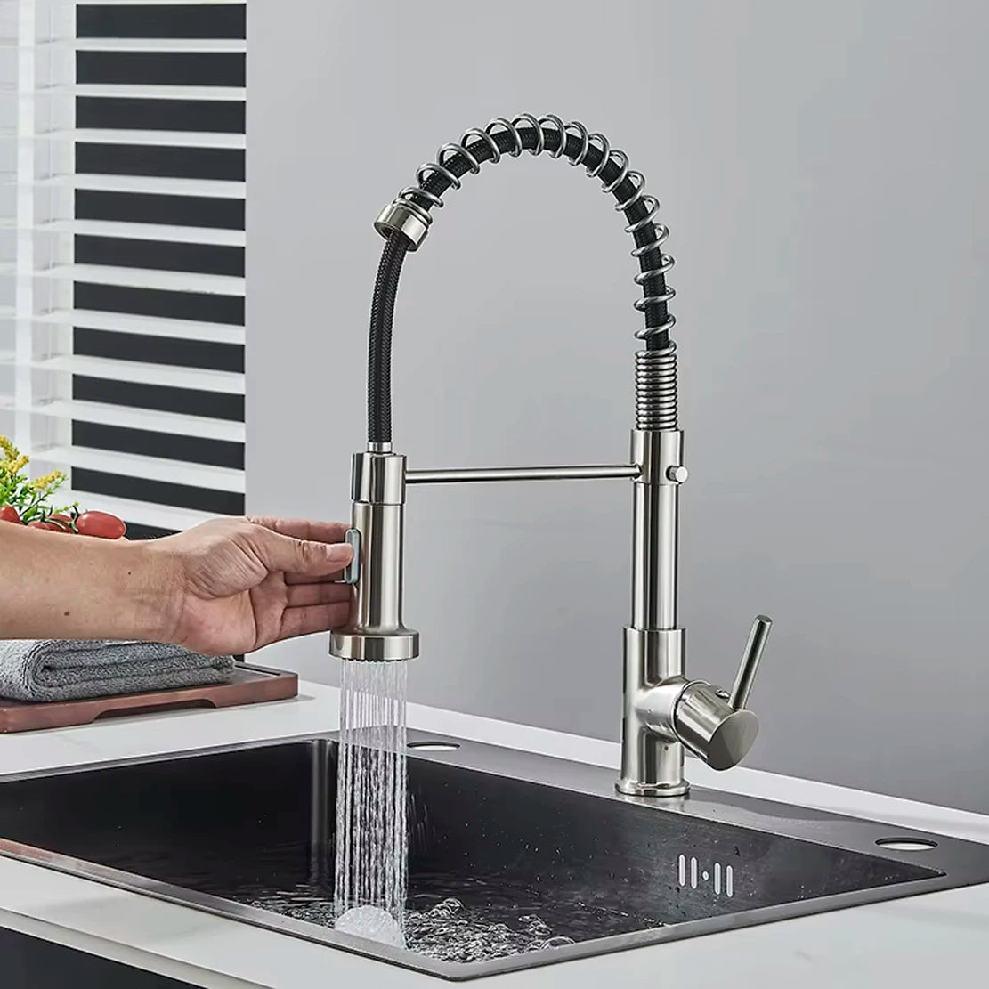 Removable Gourmet Kitchen Faucet 2 Modes Sprayer Rotatable Deck Mount Single Handle Cold Hot Water Mixer Kitchen Sink Crane