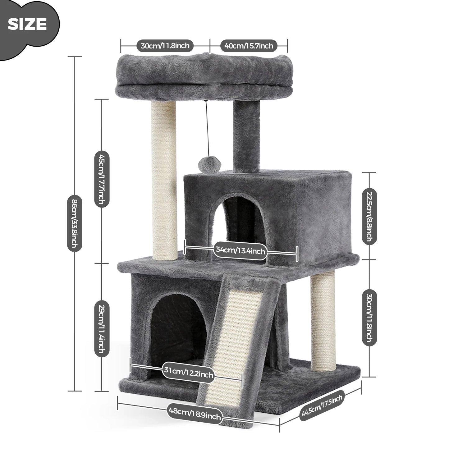 PAWZ Road Multilevel Cat Tower With Double Condo Sisal Posts